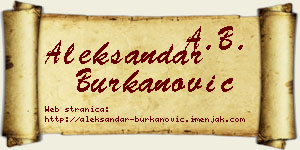 Aleksandar Burkanović vizit kartica